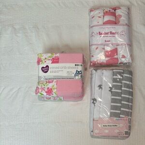 Luvable Friends Pink Bassinet/Crib & and Burpee Baby Cloth